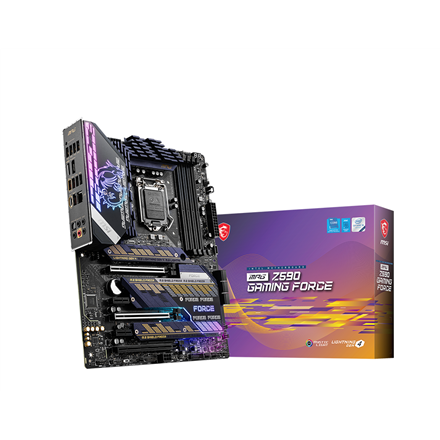MSI MPG Z590 GAMING FORCE Processor family Intel, Processor socket  LGA1200, DDR4 DIMM, Memory slots 4, Supported hard disk drive interfaces 	SATA, M.2, Number of SATA connectors 6, Chipset Intel Z590, ATX