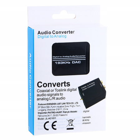 KONWERTER OPTYCZNY TOSLINK COAXIAL NA 2x CINCH RCA