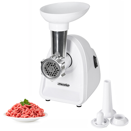 Mesko Meat mincer MS 4809 White 350 W Middle size sieve; mince sieve; poppy sieve; plunger; sausage filler