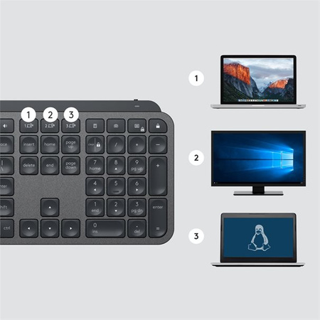 Logitech Keyboard MX Keys for Business [CH] graphite BT +++ beleuchtete Tasten, BrownBox