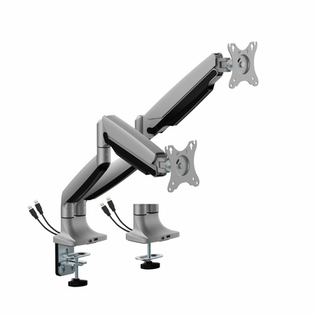 UCHWYT BIURKOWY GAZOWY DO 2 MONITORÓW LED/LCD 17-35" L-36HD ART  1-15kg 1xUSB-A 1xUSB-C 3.0 HEAVY DUTY