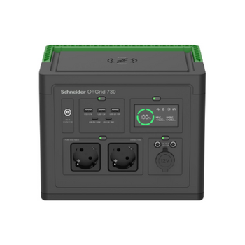 APC OffGrid Portable Power Station 730, 738Wh Lithium-ion, LCD, 2 CEE 7/3 Schuko outlets, Sinewave, 3 USB-A, 2 USB-C, Wireless Charger | Schneider Electric
