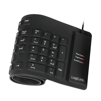 Logilink Flexible waterproof Keyboard USB + PS/2 ID0019A  Flexible keyboard Wired DE Black