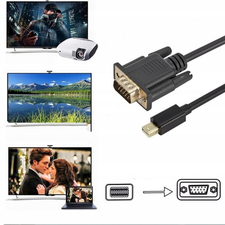 KABEL MINI DISPLAYPORT VGA 1,8M THUNDERBOLT DP MAC