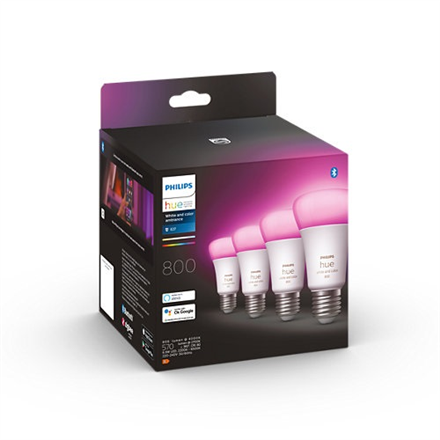 Philips Hue WCA 6,5W A60 E27 4pcs pack Philips Hue Hue WCA 6.5W A60 E27, 4pcs pack E27 6.5 W RGBW 2000-6500K Bluetooth and Zigbee