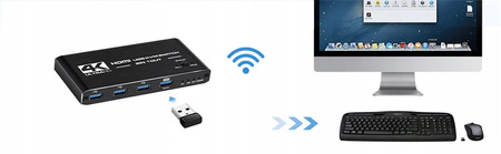 PRZEŁĄCZNIK KVM HDMI 2.0 USB SWITCH 4K/60HZ 4xUSB