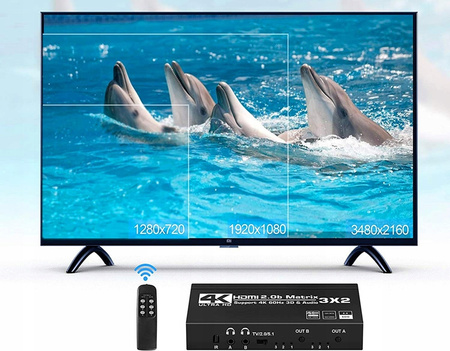 MATRIX HDMI 2.0 3x2 Przełącznik Rozdzielacz Ekstrakt SPDIF