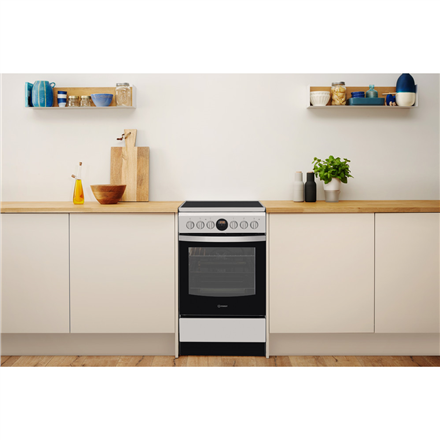 INDESIT Cooker IS5V8CHX/E Hob type Vitroceramic Oven type Electric Stainless steel Width 50 cm Grilling Electronic 57 L Depth 60 cm