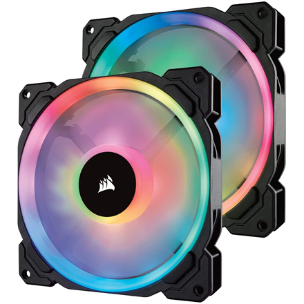 Corsair Dual Light Loop RGB LED PWM Fan, 2 Fan Pack with Lighting Node PRO LL140 RGB