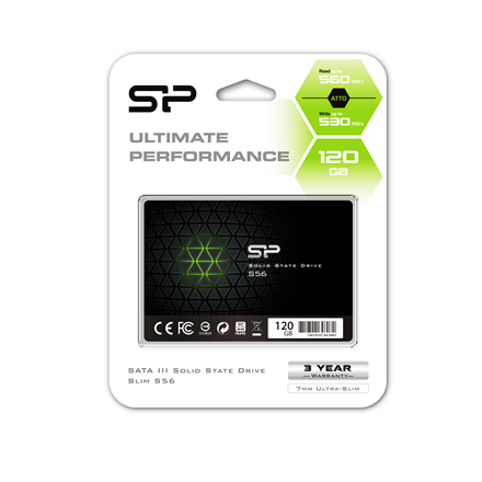 Silicon Power S56 120 GB SSD form factor 2.5" SSD interface SATA Write speed 360 MB/s Read speed 460 MB/s