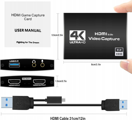 Grabber HDMI 2.0 PC USB STREAMING 4K60Hz HDCP 2.2