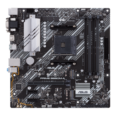 Asus PRIME B550M-A Processor family AMD, Processor socket AM4, DDR4, Memory slots 4, Supported hard disk drive interfaces M.2, SATA, Number of SATA connectors 4, Chipset AMD B, Micro ATX