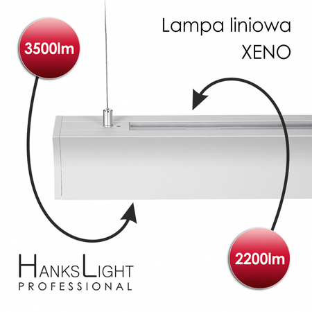 Lampa LED,HanksLight,liniowa,white, alu,zwiesz,1264mm,up21/down36W, AC230V,4000K