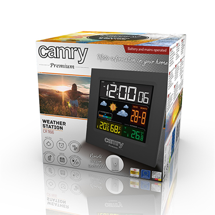 Camry Weather station CR 1166 Black Date display