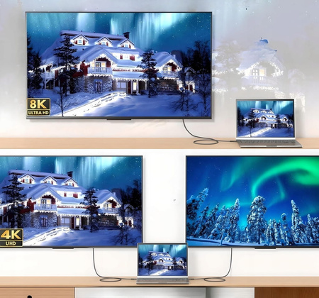 KABEL USB4 Thunderbolt 4 240W 40Gbps 120Hz PRZEWÓD USB C NYLON OPLOT 1,8M