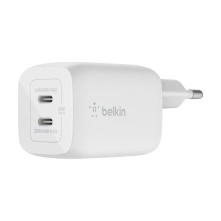 Belkin USB-C GaN PD PPS Dual Wall Charger, 65W | WCH013vfWH