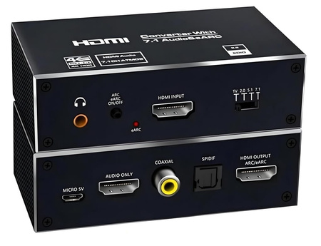 Ekstraktor HDMI 2.1 TOSLINK KONWERTER ATMOS 7.1 eARC HDCP 2.3 8K 4K 120Hz