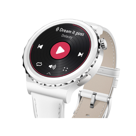 Huawei WATCH GT 3 Pro (43 mm) Smart watch, GPS (satellite), AMOLED, Touchscreen, Heart rate monitor, Activity monitoring 24/7, Waterproof, Bluetooth, White Ceramic Case with White Leather Strap, Frigga-B19V