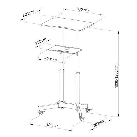 STOLIK NA KÓŁKACH/STACJA ROBOCZA pod notebooka/projektor S-10B ART