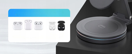 ŁADOWARKA INDUKCYJNA BEZPRZEWODOWA STACJA DOKUJĄCA 3w1 OBROTOWA 360° 20W