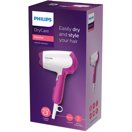 Philips Hair Dryer BHD003/00 1400 W Number of temperature settings 2 White/Pink
