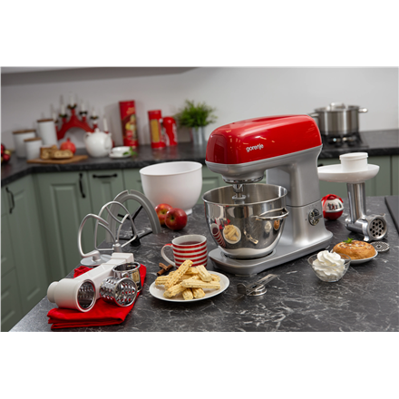 Gorenje Kitchen machine MMC1000RLR	 Number of speeds 7, 1000 W, Bowl capacity 4.5 L, Aluminium, Meat mincer, Stainless Steel/Red