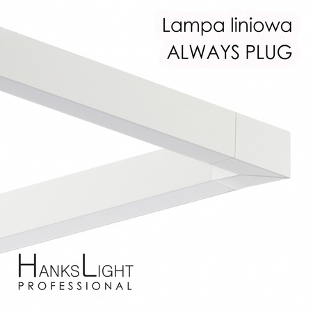 Lampa LED HanksLight,white,liniowa,alu,zwiesz,wtyczka-opcja łączenia,1200mm,down36W,4000K