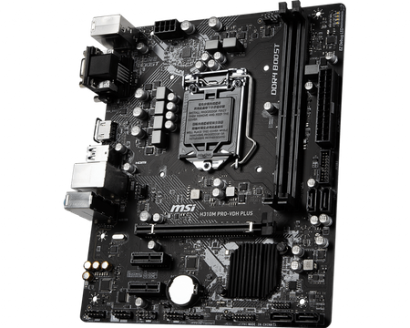MSI H310M PRO-VDH PLUS Processor family Intel, Processor socket LGA1151, DDR4 DIMM, Memory slots 2, Supported hard disk drive interfaces SATA, Number of SATA connectors 4, Chipset Intel H310, m-ATX