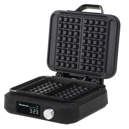 Adler Waffle Maker with LED Display | AD 3087 | 2200 W | Number of pastry 2 | Belgium | Black