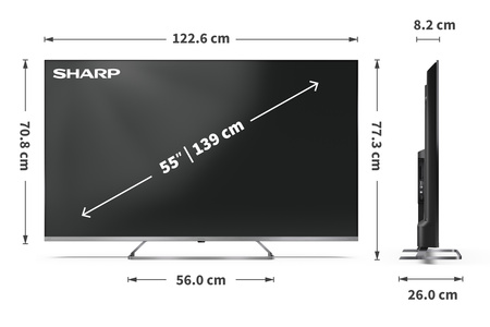 Sharp 4K Ultra HD QLED MiniLED TV | 55JP7265E | 55 | Google TV | UHD