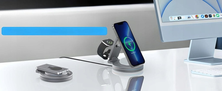 ŁADOWARKA INDUKCYJNA BEZPRZEWODOWA STACJA DOKUJĄCA 3w1 OBROTOWA 360° 20W