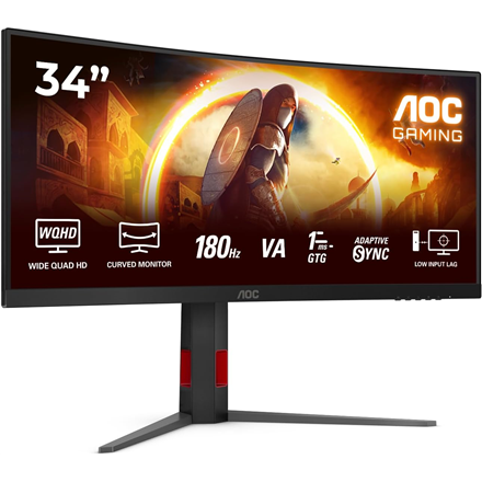 AOC CU34G4 | 34 " | Fast VA | UWQHD | 21:9 | 180 Hz | 1 ms | 3440 x 1440 pixels | 300 cd/m² | HDMI ports quantity 2 | Black