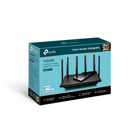 TP-LINK Archer AX73 802.11ax, 4804+574 Mbit/s, 10/100/1000 Mbit/s, Ethernet LAN (RJ-45) ports 4, Antenna type 6xExternal, 1× USB 3.0