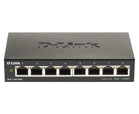 D-Link Smart Gigabit Ethernet Switch DGS-110-08V2 Managed Desktop Power supply type External