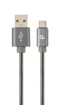 Kabel USB 2.0 - typ C(AM/CM) oplot metalizowany 1m szary Gembird