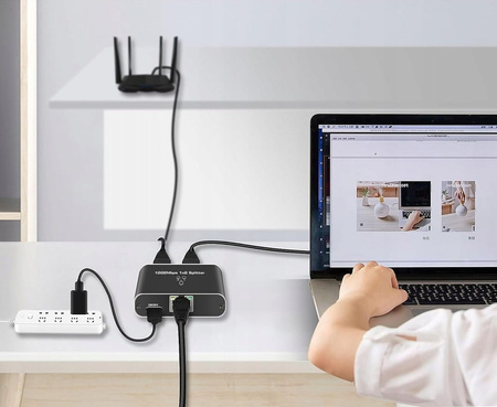 SPLITTER LAN 1x2 ADAPTER ROZGAŁĘŹNIK RJ45 GIGABIT