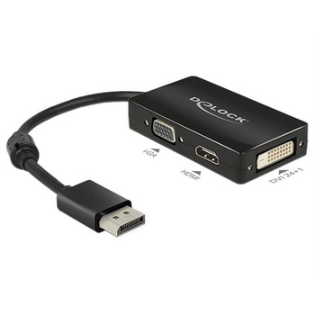 Delock Adapter DisplayPort (DP 1.1) auf VGA/HDMI/DVI  passiv black