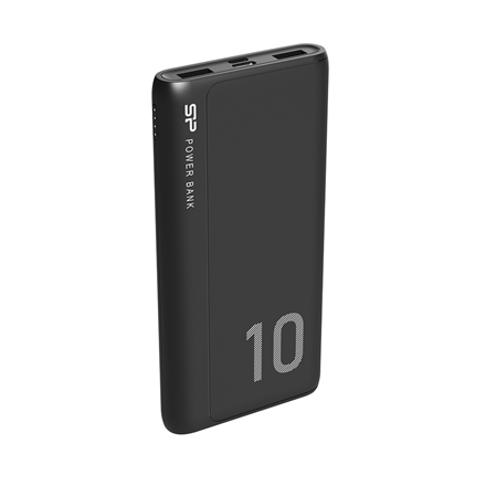 Silicon Power Power Bank GP15 Li-Polymer, Black, 10.000 mAh, Micro-USB, Type-C, 6 hours, USB1 (USB Type-A), USB2 (USB Type-A), USB1+USB2