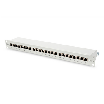 Digitus Patch Panel DN-91624S White 48.2 x 4.4 x 10.9 cm Category: CAT 6; Ports: 24 x RJ45; Retention strength: 7.7 kg; Insertion force: 30N max