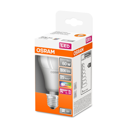 Osram LED Star+ Classic A RGBW FR 60 dimmable 9W/827 E27 bulb with Remote Control 9 W RGBW