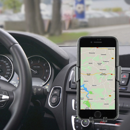 EnerGenie EG-TA-CHAV-QI10-01 77 g Built-in charger Car smartphone holder with wireless charger Universal smartphone car holder with built-in wireless Qi fast charger, 10 W fast wireless Qi charging function to charge your phone while driving, Practical au