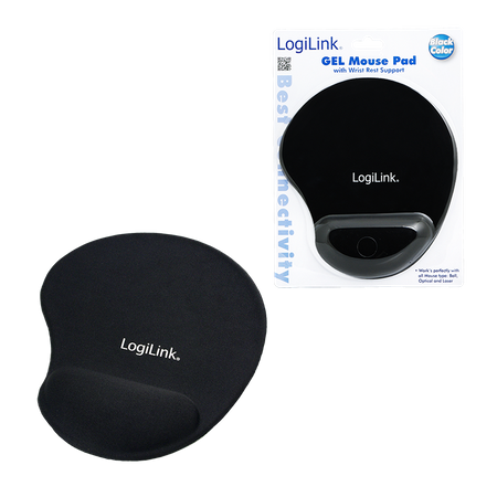 Mousepad with Gel Wrist Rest Support, Logilink ID0027 Black