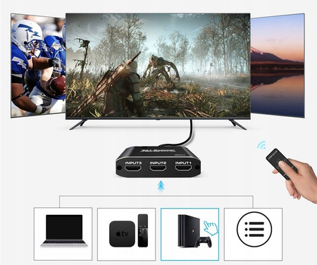 SWITCH HDMI 2.0b 3x1 ROZDZIELACZ 4K/60 HZ HDCP 2.2