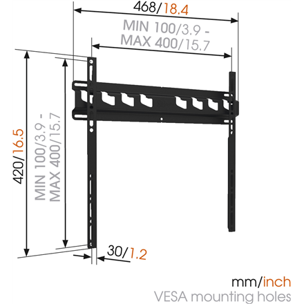 Vogels Wall mount MA3000-A 32-55 " Fixed Maximum weight (capacity) 60 kg Black