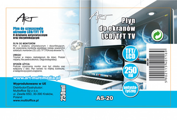 PŁYN DO CZYSZCZENIA EKRANÓW LCD 250ML AS-20 ART