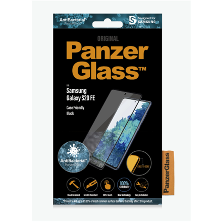 PanzerGlass Samsung Galaxy S20 FE CF Glass Black Clear Screen Protector Works with face recognition and is compatible with the in-screen fingerprint reader; Case Friendly