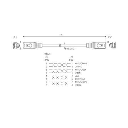 PATCHCORD UTP 5e 5m szary ART oem