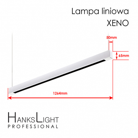 Lampa LED,HanksLight,liniowa,white, alu,zwiesz,1264mm,up21/down36W, AC230V,4000K