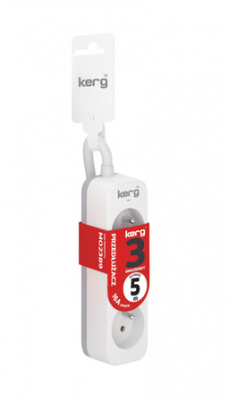 Przedłużacz KERG bez wyłącznika-3 gniazda-biało-szary-5m-16A-H05VV-F-3x1,5mm2