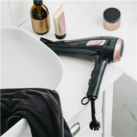 Adler Hair dryer with retractable power cord | AD 2283 | 2400 W | Number of temperature settings 3 | Diffuser nozzle | Black/Golden Rose